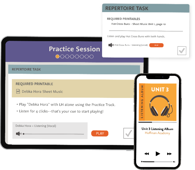 Practice tools for learning piano online.